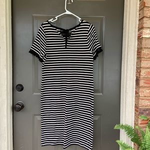Talbots black and White Stripped Dress